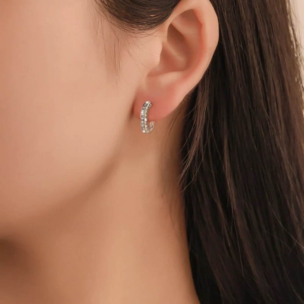Sterling Silver Cubic Zirconia Earrings - Picture 2 of 2